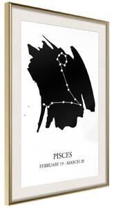 Inramad Poster / Tavla - Zodiac: Pisces I - 20x30 Guldram med passepartout