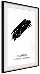 Inramad Poster / Tavla - Zodiac: Scorpio I - 20x30 Svart ram med passepartout