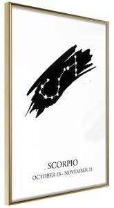 Inramad Poster / Tavla - Zodiac: Scorpio I - 20x30 Guldram