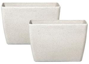 Set med 2 Krukor Beige Sten Blomsterkruka 60 x 27 x 41 cm Modern Minimalistisk Utomhus Inomhus Inredning Tillbehör Beliani