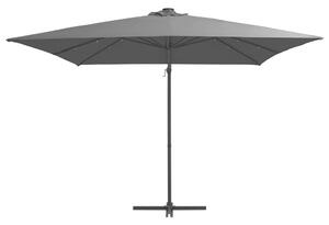 Frihängande parasoll med LED och stålstång 250x250 cm antracit