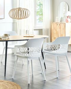 Set om 2 matstolar Vit syntetisk sits Vita ben Minimalistisk design Ryggstöd Modern Skandinavisk Beliani