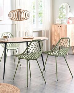 Set om 2 matstolar Grön syntetisk sits Metallben Nätdesign Ryggstöd Modern Skandinavisk Beliani