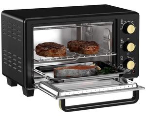 Miniugn 16 L 1400W Miniugn 100-230? 60 min. timer, med grillgaller och bakplåt, pizzaugn med plåthandtag, smulplåt svart Aosom