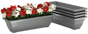 Set med 5 blomkrukor i plast, 59 x 21 x 16 cm stapelbara blomkrukor set, väderbeständig planteringskruka, krukor för inomhus- oc