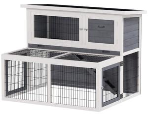 Kaninhydda 2 plan med fällbart tak Kaninhydda av massivt trä Vintertätt dubbeldäckarhus med utomhusinhägnad 122x95x93,5 cm Kanin