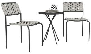 Trädgårdsmöbelset i polyrattan, utelounge balkongmöbler för 2 personer, 3-delad sittgrupp med 2 stapelbara stolar, bord, väderbe