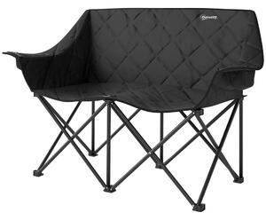Fällstol, hopfällbar 2-sits campingstol med kylväskor, bärväska, fällbar utomhusstol, bärande upp till 250 kg, robust, lätt vadd