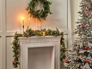 Julgirlang Grönt Syntetmaterial Konstgjord 270 cm Förbelyst med LED-lampor Juldekor Vinter Jul Beliani