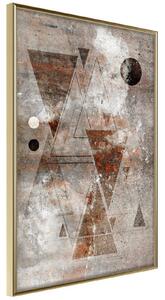 Inramad Poster / Tavla - Brick-Built Triangles - 30x45 Guldram