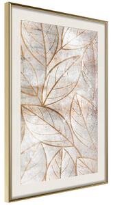 Inramad Poster / Tavla - Copper Leaves - 30x45 Svart ram med passepartout
