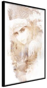 Inramad Poster / Tavla - Mysterious Look (Beige) - 30x45 Guldram