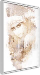Inramad Poster / Tavla - Mysterious Look (Beige) - 20x30 Svart ram