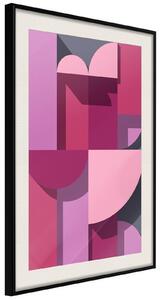 Inramad Poster / Tavla - Pink Geometry - 20x30 Svart ram med passepartout