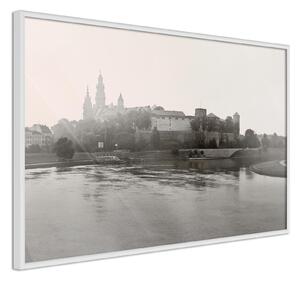 Inramad Poster / Tavla - Postcard from Cracow: Wawel I - 90x60 Svart ram