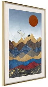 Inramad Poster / Tavla - Red Sun - 20x30 Vit ram med passepartout