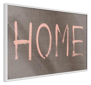 Inramad Poster / Tavla - Simply Home (Pink) - 90x60 Guldram