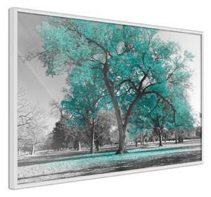 Inramad Poster / Tavla - Teal Tree - 90x60 Vit ram med passepartout