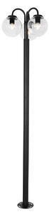 Lykta svart med klarglas 200 cm 3-ljus IP44 - Sfera