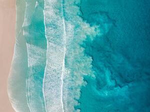 Fotografi Drone image showing sediment swirling behind, Abstract Aerial Art