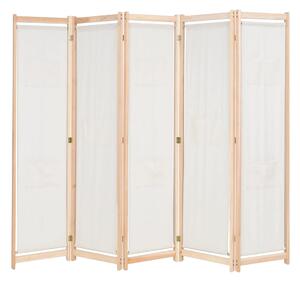 Rumsavdelare 5 paneler gräddvit 200x170x4 cm tyg - Kräm