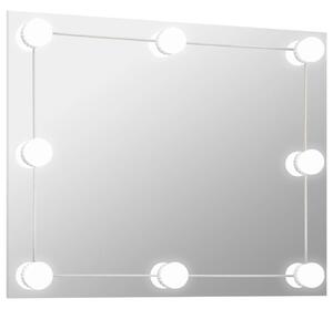 Väggspegel utan ram LED-belysning rektangulär