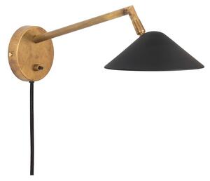 Grenverk lång vägglampa, råmässing/mattsvart