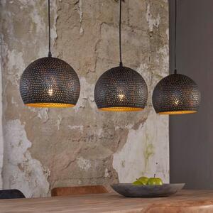 FURBO taklampa, w. 3 runda lampsk&aumlrmar - svart/brun metall