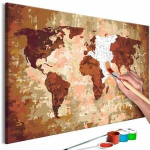 ARTGEIST DIY världskarta Earth Colors målning - vit duk, inkl. färg och 2 penslar