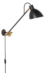 KH#1 vägglampa med lång arm, svart/råmässing 55cm