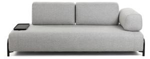 LAFORMA Compo 3-sits Soffa med Liten Bricka - Ljusgrått Tyg och Metall