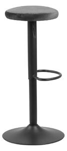ACT NORDIC Finch barstol med trumpetfot och fotstöd - mörkgrått tyg och svart metall