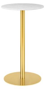 Gubi - Gubi 1.0 Bar Table, Round, Ø60, Brass Base, Marble Top - Bianco Carrara - Barbord - Vit - Metall/Sten