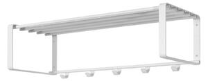SPINDER DESIGN rektangulär Rex hatthylla, med 5 krokar - vitt stål