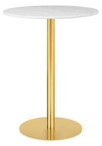 Gubi - Gubi 1.0 Bar Table, Round, Ø80, Brass Base, Marble Top - Bianco Carrara - Barbord - Vit - Metall/Sten