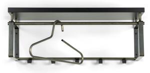 SPINDER DESIGN rektangulär Rex Blacksmith hatthylla, med 5 krokar och hängstång - melamin och stål