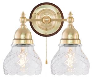 Bergman Vägglampa m. dragbrytare, polerad mässing/brun