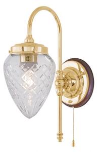 Blomberg Vägglampa m. dragbrytare, polerad mässing/brun