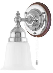 Adelborg Vägglampa m. dragbrytare, förnicklad mässing/brun