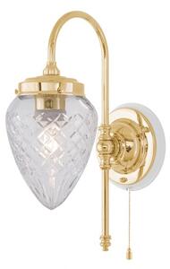 Blomberg Vägglampa m. dragbrytare, polerad mässing/benvit