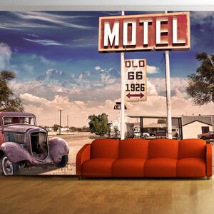 ARTGEIST Retro fototapet med vintage amerikansk motellskylt vid route 66