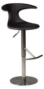 DAN-FORM Flair barstol, med ryggstöd och fotstöd - svart läder och borstat stål
