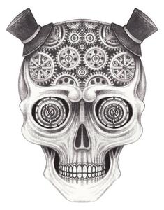 Illustration Steampunk skull tattoo., Jiewsurreal