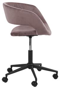 ACT NORDIC Grace skrivbordsstol, med armstöd och hjul - rosa tyg och svart metall