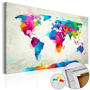 ARTGEIST An Explosion of Colors - Flerfärgad världskarta i kork - Flera storlekar 90x60