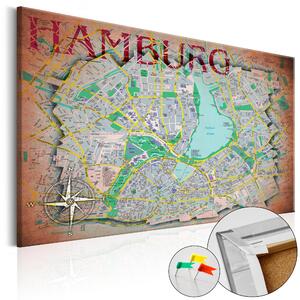 ARTGEIST Map of Hamburg - Karta över Hamburg tryckt på kork - Flera storlekar 60x40