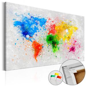 ARTGEIST Expressionism of the World - Färgglad världskarta tryckt på kork - Flera storlekar 60x40