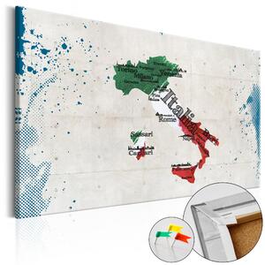 ARTGEIST Italy - Karta över Italien tryckt på kork - Flera storlekar 90x60