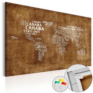 ARTGEIST The Lost Map - Världskarta med italienska landsnamn tryckta på kork - Flera storlekar 90x60