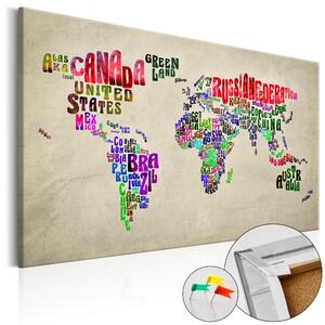 ARTGEIST Global Tour - Världskarta med engelska landsnamn tryckta på kork - Flera storlekar 120x80